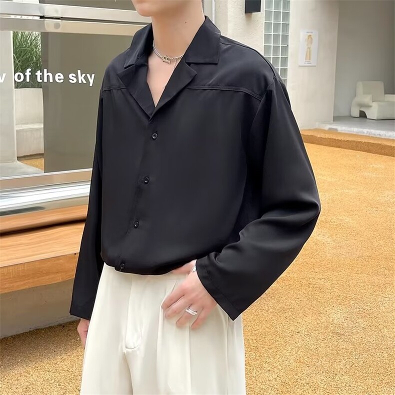 衬衫男生新款日系纯色长袖衬衣高级感潮流痞帅夏季外套CS0210-P38,男装衬衫,星座308B-1