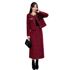 2025冬装新款气质优雅范香风套装，女装套装/套裙，曼琳思菲