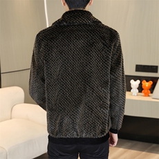 冬季加厚仿水貂绒男士翻领大码毛呢夹克外套X208-P125，男装毛呢大衣，星座310B-3