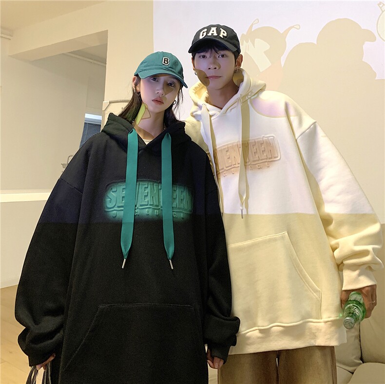 港风秋装钢印情侣卫衣连帽卫衣外套宽松上衣男G1021P78加绒,女装短外套,电商A339