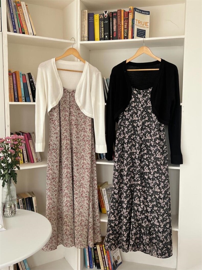 夏季新品碎花吊带裙?冰丝小披肩，女装背心吊带，DAP