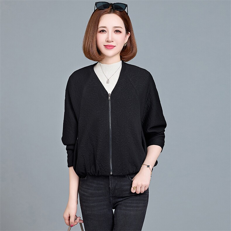 蝙蝠袖短款棒球服外套女2024秋季新款小个子宽松休闲百搭夹克上衣,女装短外套,魅影