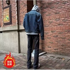 美式复古闪电裂纹牛仔裤加绒加厚直筒裤拖地阔腿裤K8002-P52网图，男装牛仔裤，电商B245