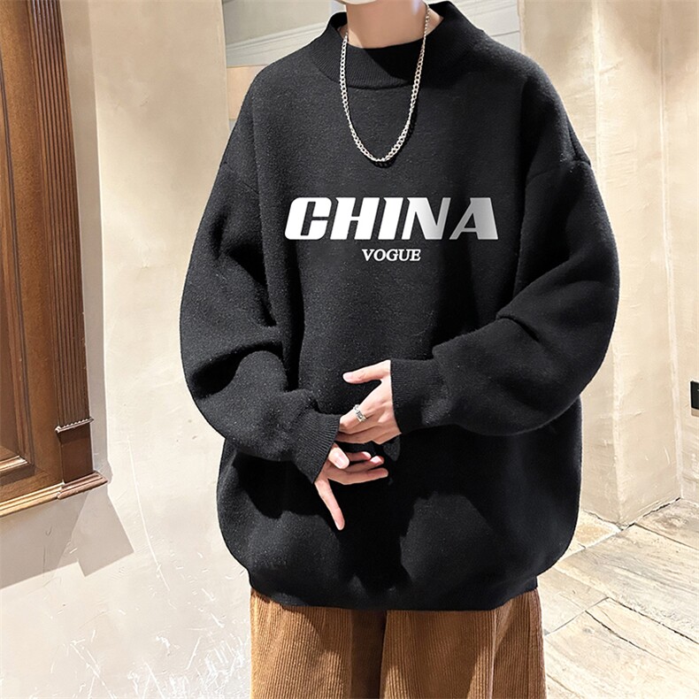 控68半高领毛衣男士大码针织衫男毛线衣男 M18001-P45 加绒款-P65图片