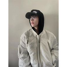 【有货】DM5014-P103白色压皱美式棒球服男款秋冬潮牌高级感夹克，男装夹克，星座603-2