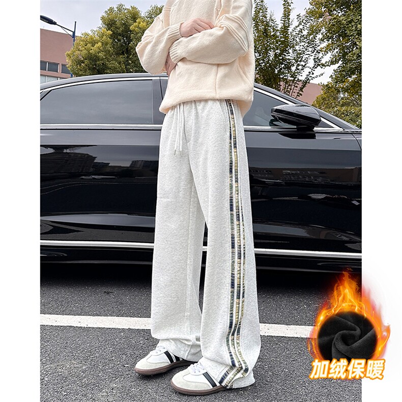 A178-XK60023JR-P40加绒美式直筒休闲卫裤三条杠长裤青少年裤子,男装休闲裤,电商A178