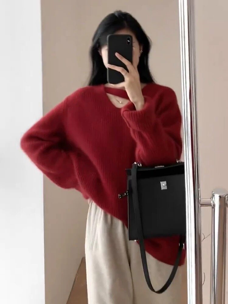 新款女装V领毛衣时尚百搭羊毛羊毛衫舒适保暖上衣，女装羊毛衫，恩泰羊绒