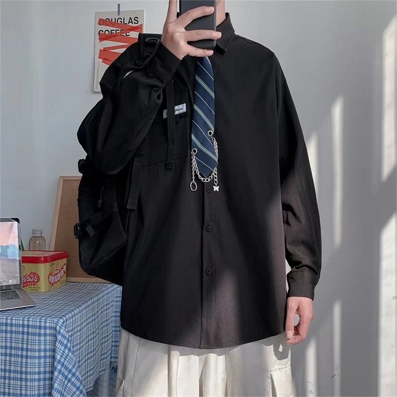 长袖衬衫男港风日系春季韩版潮流帅气衬衣K8913P35,男装衬衫,星座1116-2
