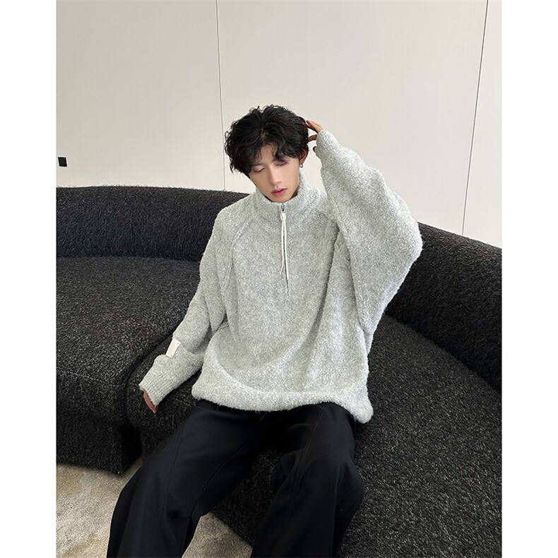 圈圈纱立领拉链毛衣慵懒高级感冬季羊毛针织衫男MY09551-P75,男装针织衫/毛衣,星座308B-2