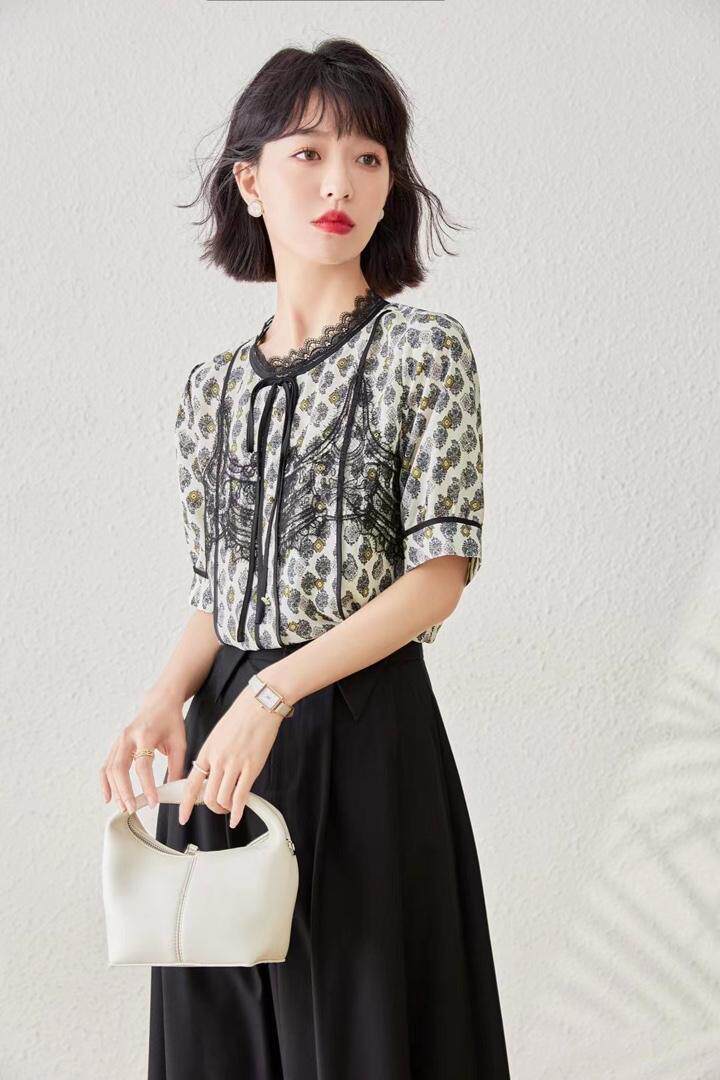 1112#雪纺蕾丝拼接，减龄气质款，M-XXL，其它，束索