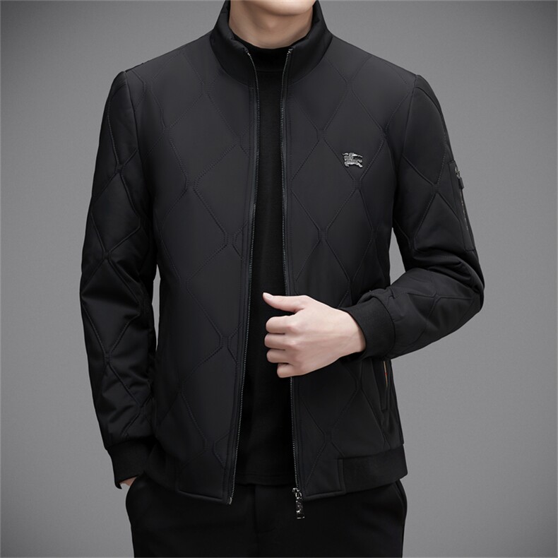 秋冬新款立领棒球服菱形格薄棉服男士中青年休闲百搭薄款棉衣外套,男装棉衣,电商B212（原钱塘6029）