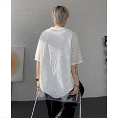 现货T10130-特p30控58高品质面料镂空痞帅大码圆领短袖T恤衫，男装T恤，电商A059