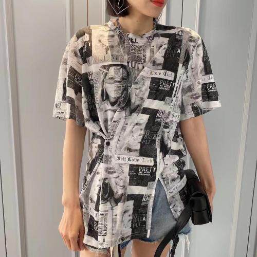 新款报纸T，女装，纯氧