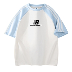 白色拼天蓝袖