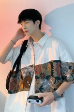 1绣花拼接成分：100%聚酯纤维M-5XL大码短袖衬衫男DCS7743P42控68，男装T恤，星座226-2