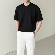 夏打底衫纯色亨利领纯色圆领T恤短袖轻熟风A236-82559-特P38，男装T恤，电商A236