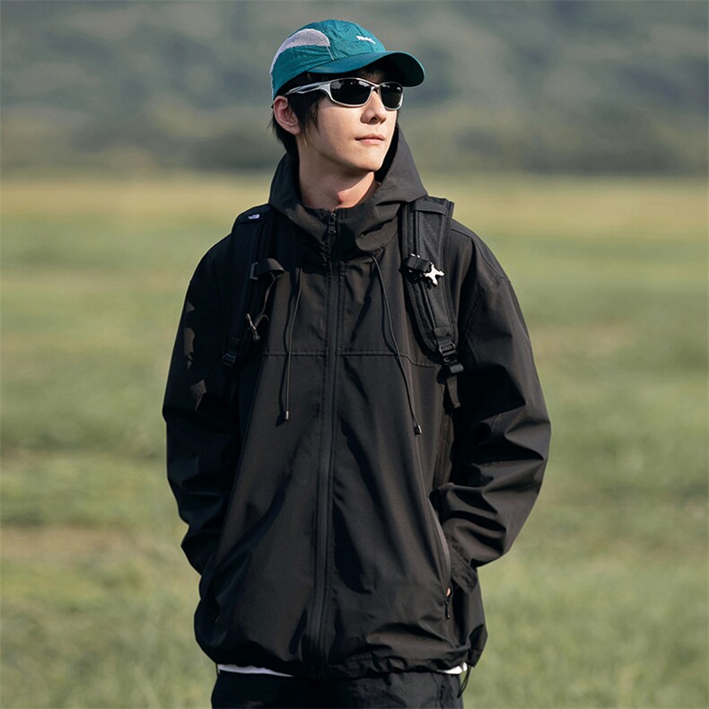 山系冲锋衣男款户外防风防水宽松连帽情侣款夹克外套960-P78,男装夹克,星座914-3