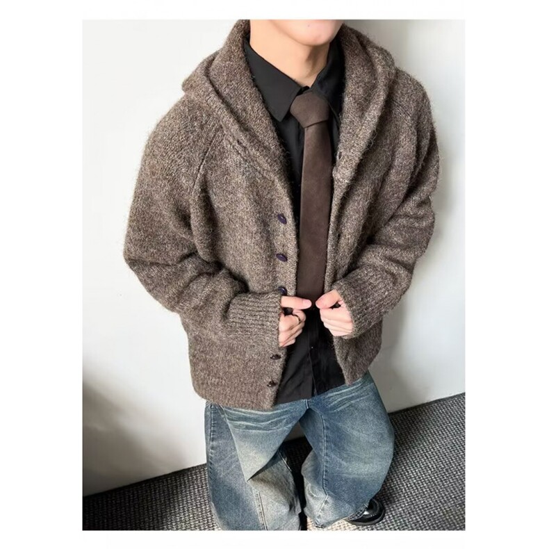 MM327-P80美式复古新款休闲慵懒风纯色开衫针织毛衣,男装针织衫/毛衣,星座617A-2