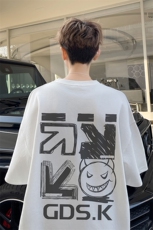 图案已注册夏季创意恶魔短袖T恤男潮重磅宽松半袖体恤衫D189/P25，男装T恤，电商B316