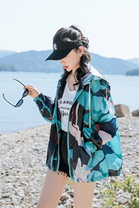 印花防晒衣女短款夏季轻薄款2025夏季新款宽松透气防晒服风衣外套图片
