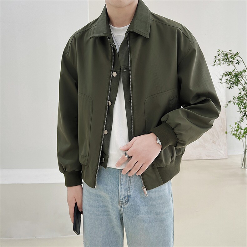 秋季2023轻熟抖音小伙假两件纯色休闲夹克店主风A236-JK5031-P135,男装夹克,电商A236