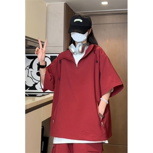 量大优 供视频 泡泡纱夏款连帽短袖t恤男 CP73-特p35图片