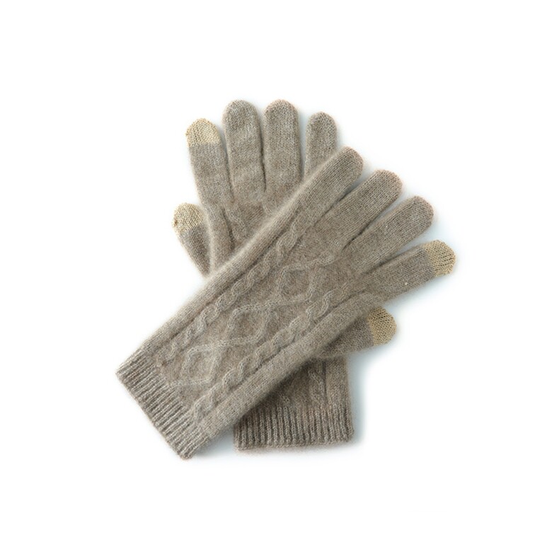 秋冬季35%羊绒保暖舒适无压感菱形绞花手套，手套，轩妮羊绒