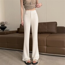 黑色西装裤微喇叭裤女春夏小个子新款高腰垂感弹力马蹄裤子，女装休闲裤，云美莎专业女裤-全店现货