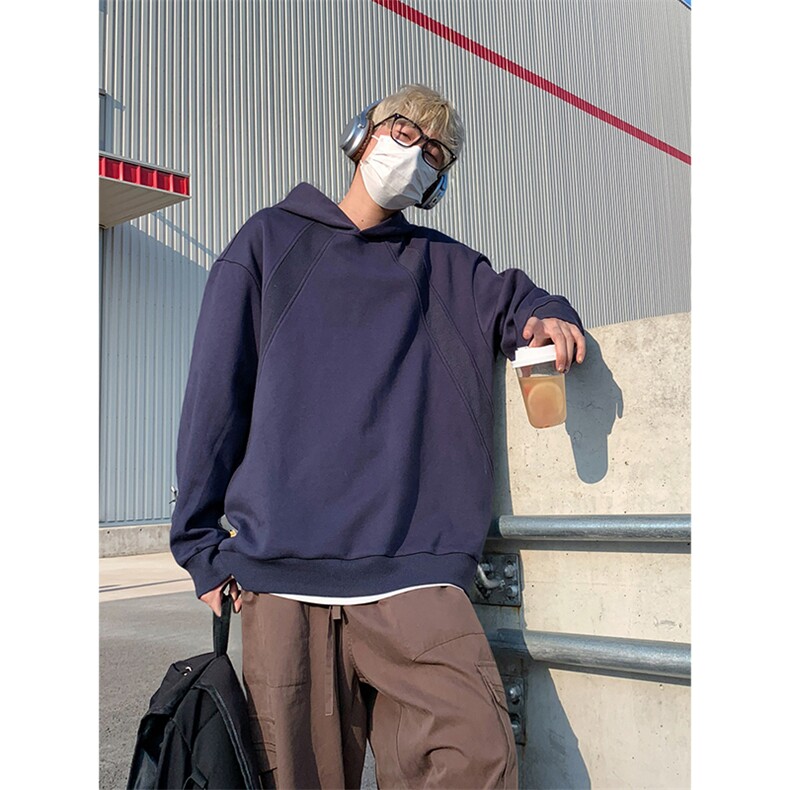 美式复古基础款上衣简约宽松连帽卫衣男W4678-P38【特价】,男装卫衣,电商A007