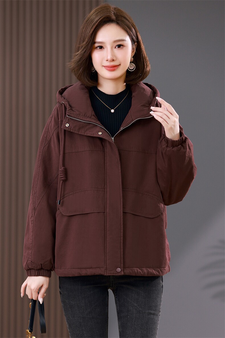 时尚保暖派克服女冬季新款宽松显瘦短款外套加厚棉服学生上衣,女装派克服,韩派