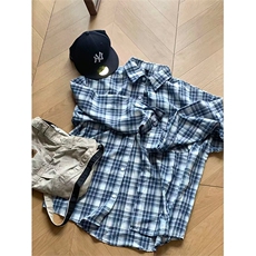网图有货美式格子衬衫男女复古百搭内搭polo翻领长袖A1329-P40，男装衬衫，星座1505