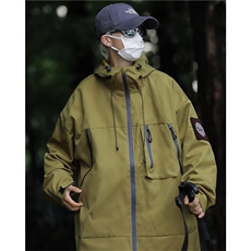 三防山系冲锋衣潮牌男春秋新户外露营纯色连帽夹克外套GA6601P67，男装夹克，星座1013-5