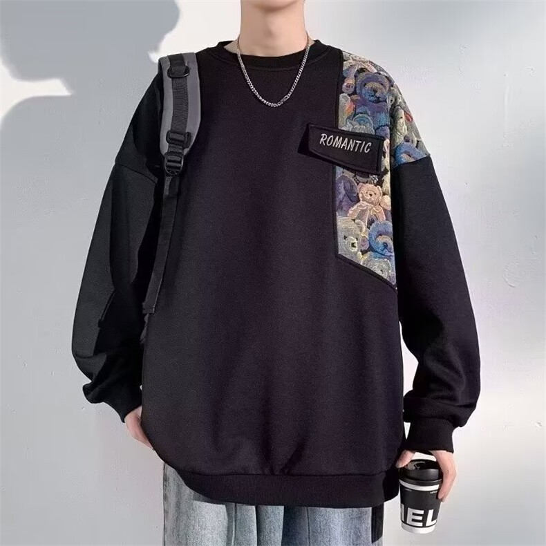 圆领卫衣男生春秋季新款青少年大码重磅新中式上衣服WYM25P35,男装卫衣,星座1013-5