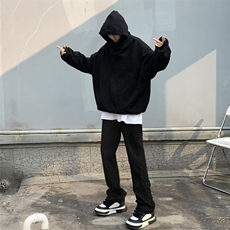水洗做旧复古黄泥牛仔裤男美式高街vibe直筒微喇长裤子痞帅修身潮，男装牛仔裤，星座601-1
