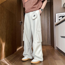 港风夏款男工装裤大口袋直筒宽松冲锋裤长裤带腰包H0085P50，男装工装外套，星座1013-1