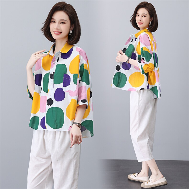 翻领正肩女衬衫显瘦遮肉上衣女遮屁股2025夏季新款个性上衣女潮，女装大码女装，奕阳依阁