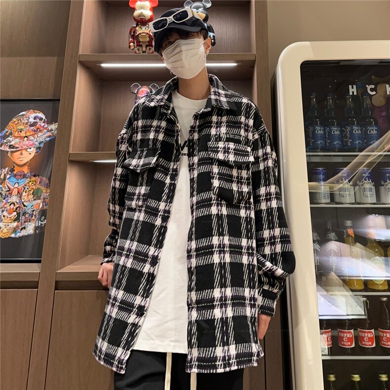 秋季新款中性风复古格子情侣衬衫外套212-2-DY112-特P65,男装衬衫,星座808A-1