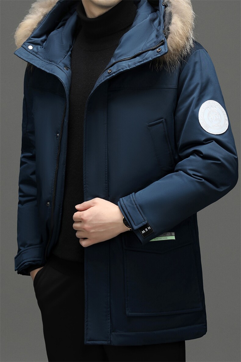 冬季新款男士可脱卸貂子毛领羽绒服中年爸爸装休闲厚款保暖外套,男装羽绒服,电商B212（原钱塘6029）