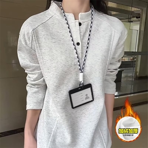 加绒加厚冬款男女立领卫衣宽松拼接保暖宽松外套WY91 P40图片