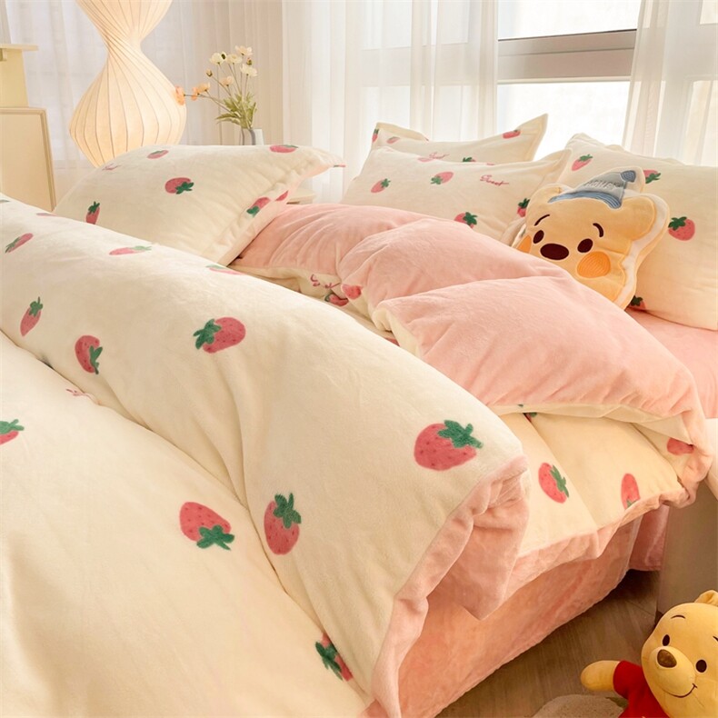 新款小清新牛奶绒四件套，床品套件，一起卖家纺