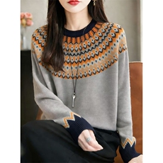 毛衣秋冬季宽松韩版慵懒风外穿鸡心领针织上衣，女装针织衫/毛衣，暖姿羊绒