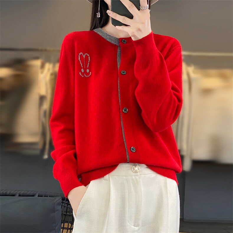 2024秋冬新款羊毛女士纽扣羊毛开衫,女装羊毛衫,润辉羊绒