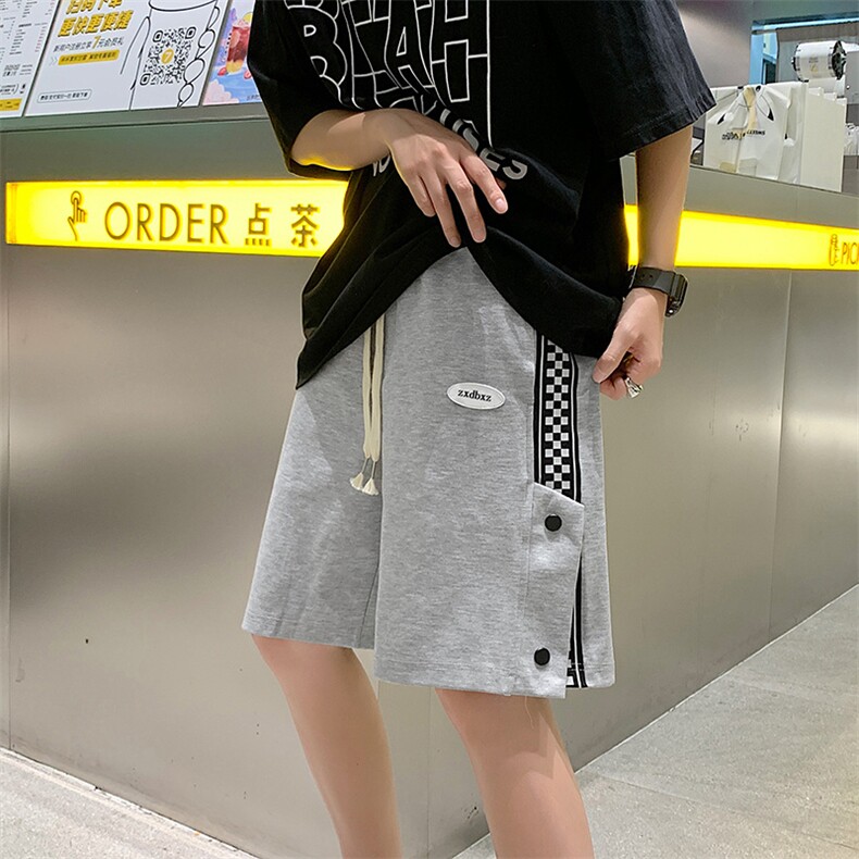 排扣运动短裤男2023新款夏季ins潮牌棋盘格篮球五分裤子DK073-P28,男装休闲裤,星座308B-1