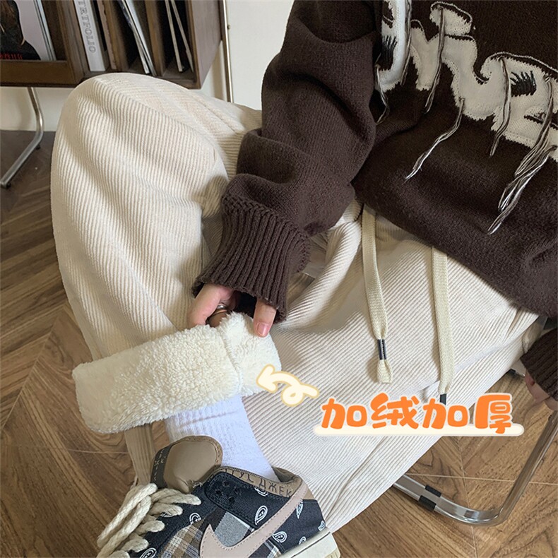 灯芯绒加绒休闲裤D5301-TP45控价68冬季可翻边加厚保暖长裤男,男装休闲裤,电商A102-1