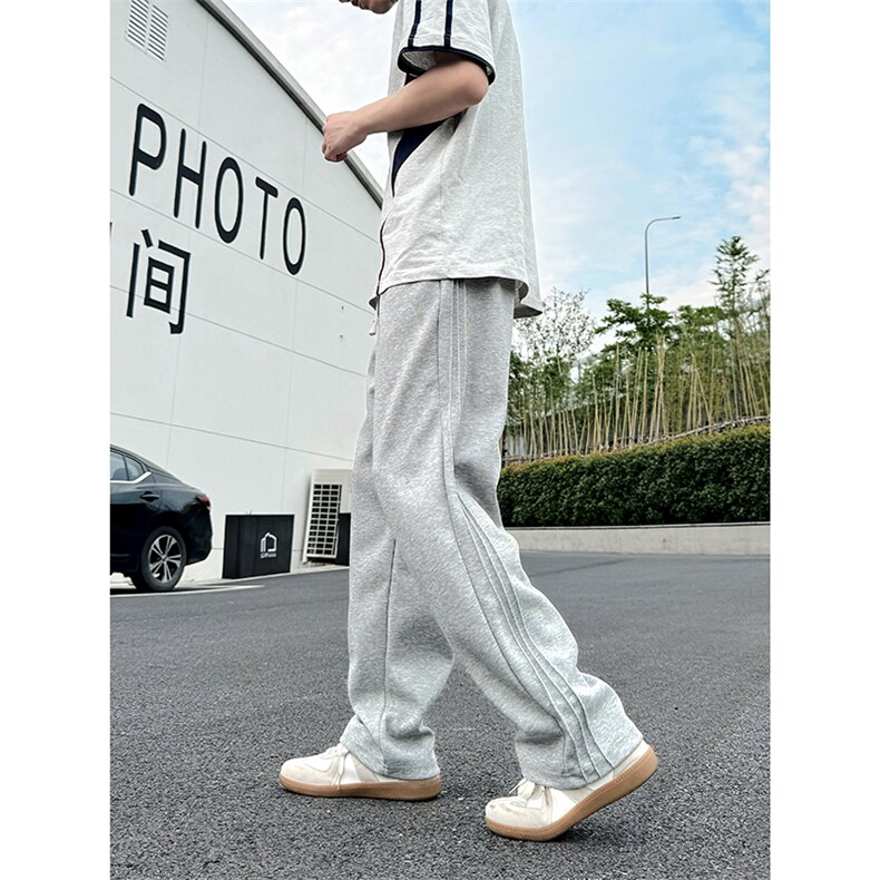 K10033-P35潮牌卫裤男2025新款百搭褶皱宽松直筒休闲长裤,男装休闲裤,电商A178