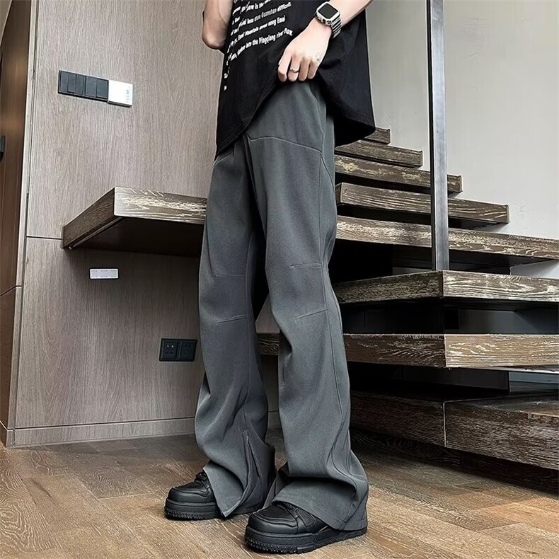 微喇西裤女男春季新款褶皱垂感拉链直筒裤子潮KA517，男装西裤，星座1116A-1（原606A）