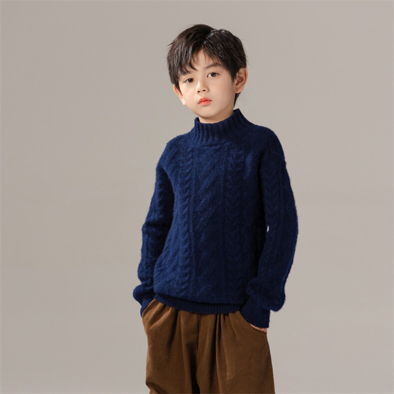 2025秋冬新半高领儿童加厚纯羊毛衫男女童简约百搭保暖毛衣童装,童装儿童羊毛衫,暖钟情羊绒