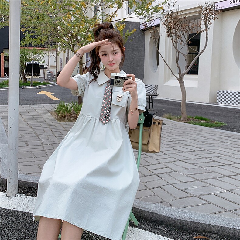 少女风浅绿色连衣裙女夏2025新款显瘦百搭小个子韩系穿搭独特别致,女装连衣裙,2C261