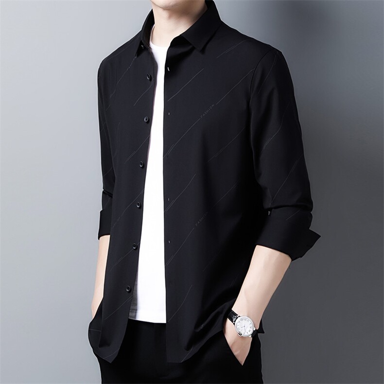 DN117男式服装2023秋新款无痕衬衫男长袖翻领休闲四季可穿衬衣P95,男装衬衫,电商B360