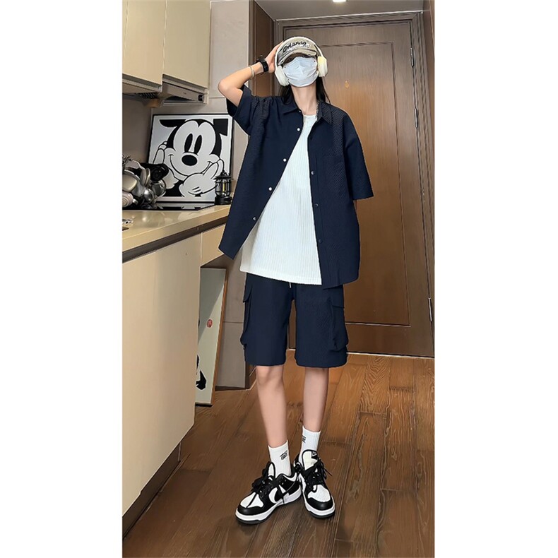量大优供视频泡泡纱夏款短袖衬衫衬衫工装短裤男TZ17-特p55,男装牛仔裤,电商B371